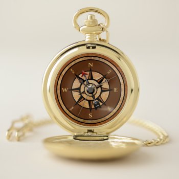 Compass Nsew North South East West  Pocket Watch by macdesigns2 at Zazzle