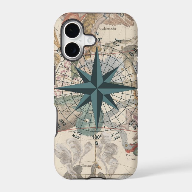 Compass on an Ancient Map Iphone Case (Back)