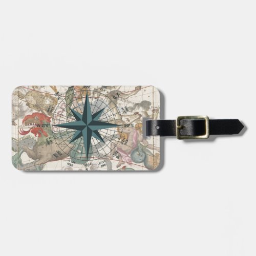 Compass on an Ancient Map Luggage Tag