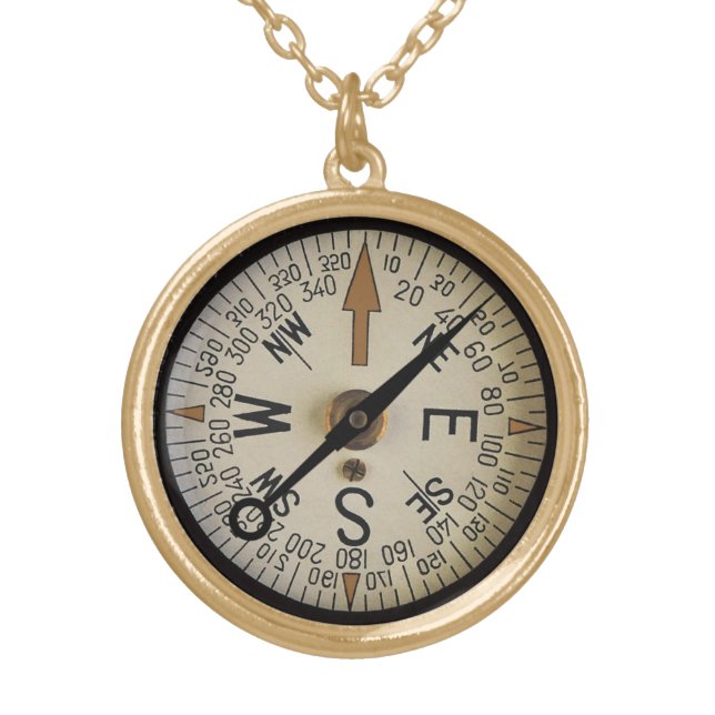 Compass Rose 1 Gold Plated Necklace (Front)