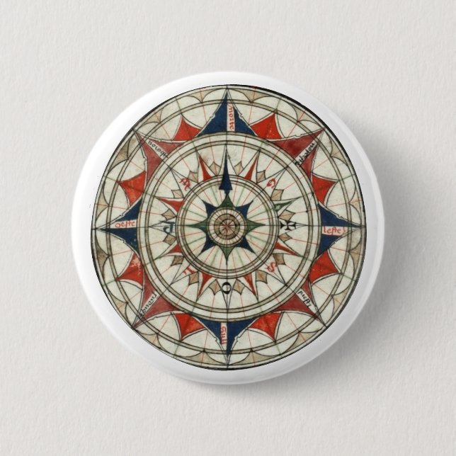 Compass Rose #5 Button (Front)