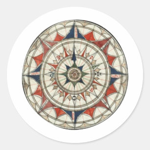 Compass Rose #5 Classic Round Sticker