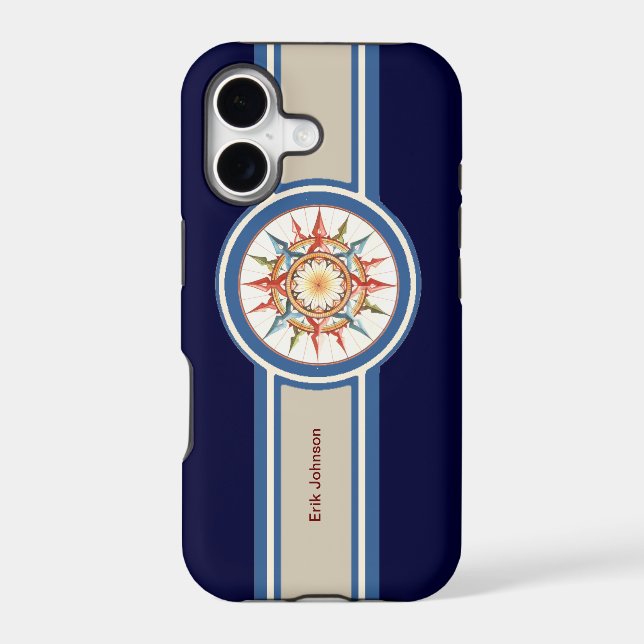 compass rose - add name iphone case (Back)