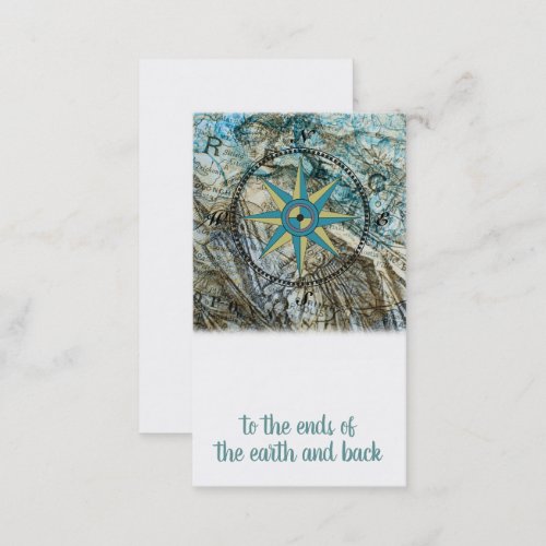 Compass Rose And Map Travel Blog Business Card