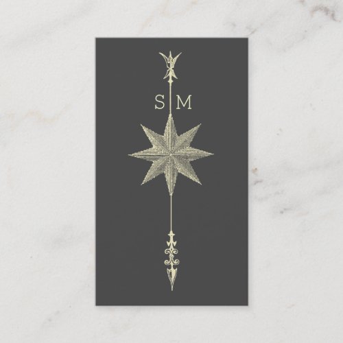 Compass Rose Arrow Intitials Business Card