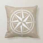 Compass Rose Beige Nautical Throw Pillow<br><div class="desc">Compass rose with eight abbreviated initials. Beige and white navigation and orientation symbol.</div>