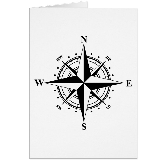 Compass Rose   Black & White Card