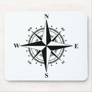 Compass Rose - Black & White Mouse Pad