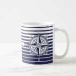 Compass Rose Blue Stripes Coffee Mug