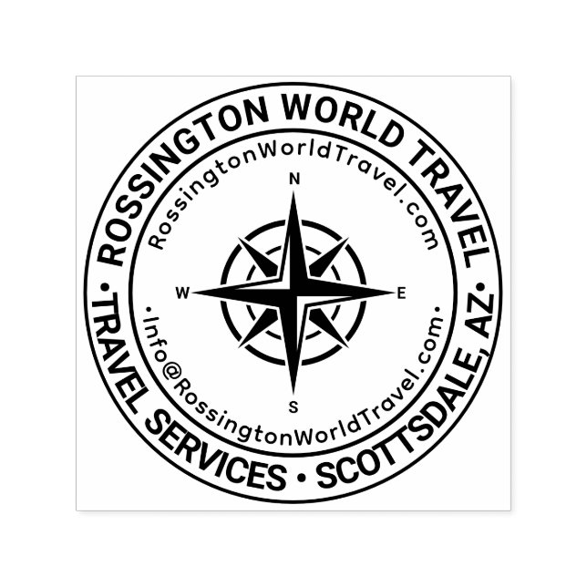 Compass Rose Business Name Location URL Email Self-inking Stamp (Design)