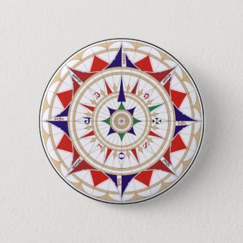 Compass Rose Button by Emily_E_Lewis at Zazzle