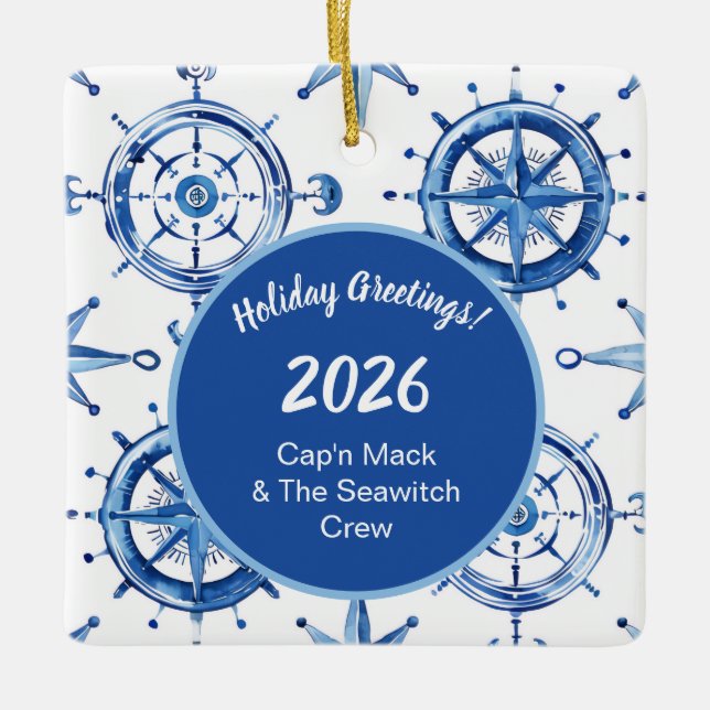 Compass Rose Ceramic Ornament (Front)