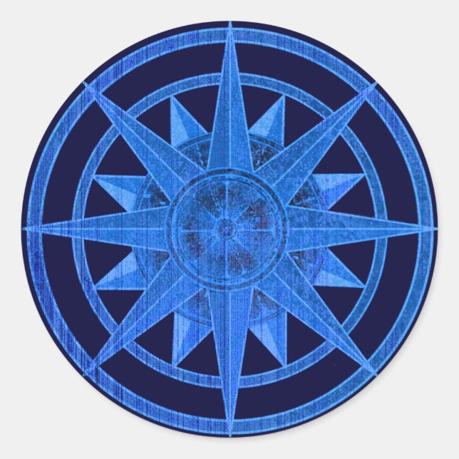 Compass Rose Classic Round Sticker (Front)
