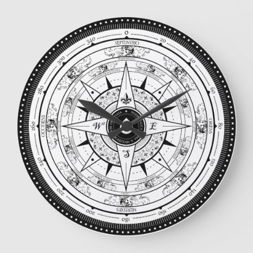 Compass Rose _ Clock White