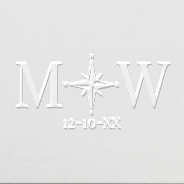 Compass Rose Couple Wedding 2 Initial Monogram Dt Embosser (Design)