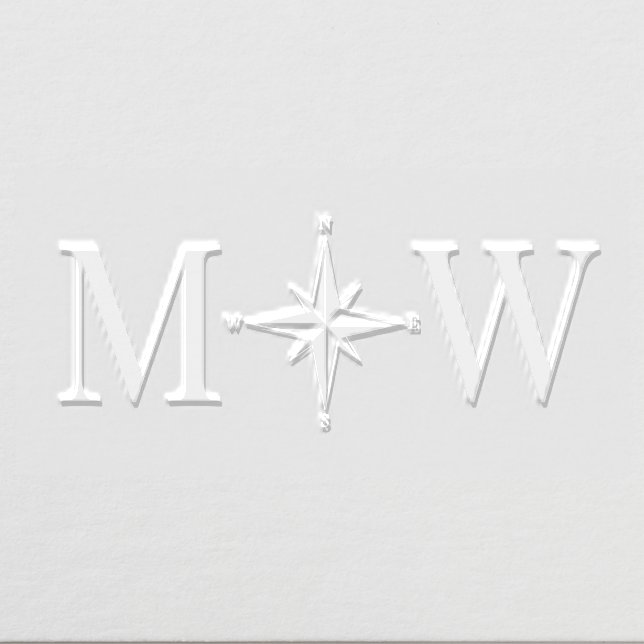 Compass Rose Couple Wedding 2 Initial Monogram Embosser (Design)