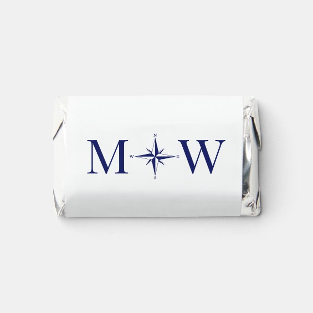 Compass Rose Couple Wedding 2 Initial Monogram Hershey's Miniatures (Front)