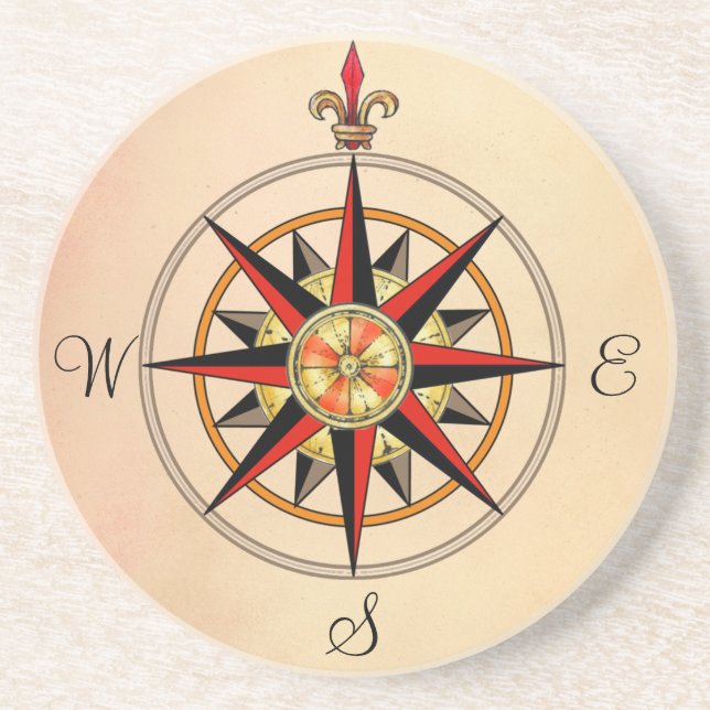 Compass Rose Drink Coaster (Front)