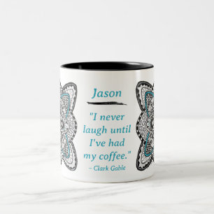 Compass Rose Hand-Drawn Doodle with Quote  Two-Tone Coffee Mug