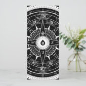 Compass Rose - L. Rectangle Invite Card (Black) (Standing Front)