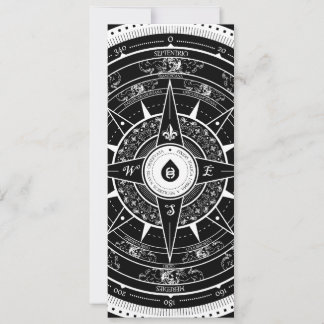 Compass Rose - L. Rectangle Invite Card (Black)