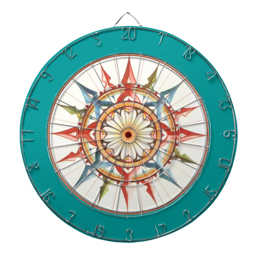 compass rose - mandala dartboard with darts | Zazzle