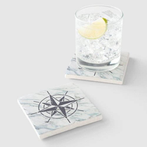 Compass Rose Marble Stone Coaster