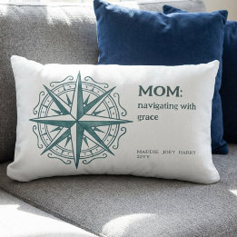 Compass Rose Mom Quote Nautical Heritage Lumbar Pillow