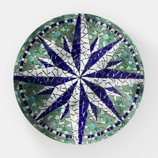 Compass Rose Mosaic Art Paperweight (Front)