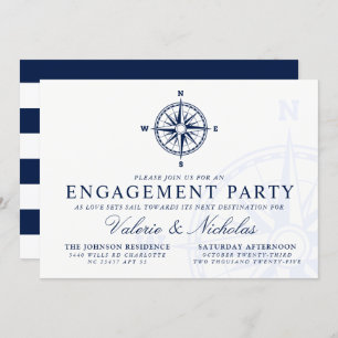 Compass Rose Nautical Engagement Party Invite