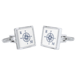 Compass Rose Nautical Monogram Cufflinks