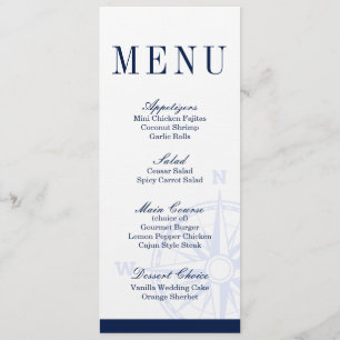 Compass Rose Nautical Wedding Dinner Menu