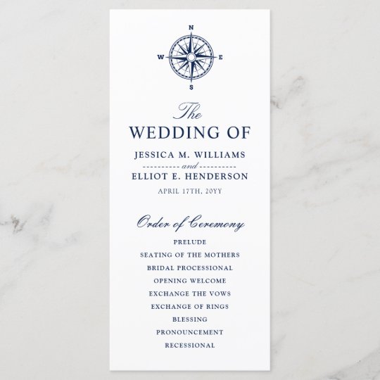 Compass Rose Nautical Wedding Program Zazzle Com