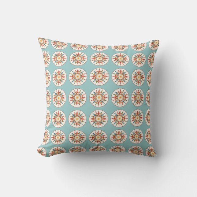 compass rose pattern throw pillow (Front)