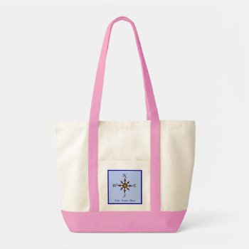 Compass Rose Personalized Blue Tote Bag by CruiseReady at Zazzle