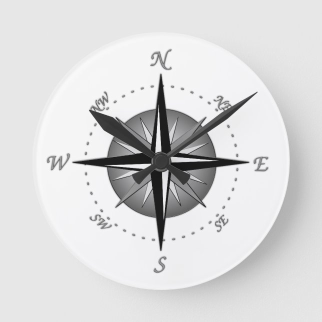 Compass Rose Round Clock (Front)