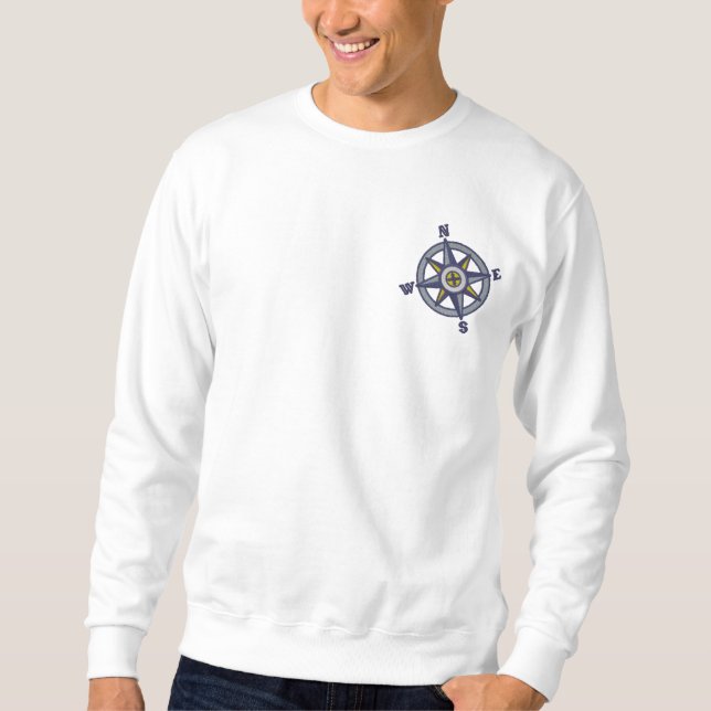 Compass Rose Sailing Embroidered Sweatshirt (Front)