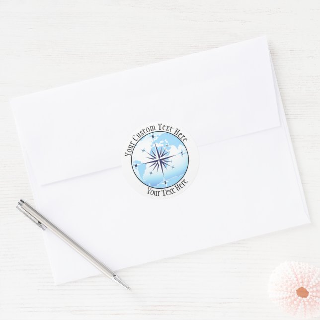 Compass Rose Sailing Ocean Custom Icon Classic Round Sticker (Envelope)