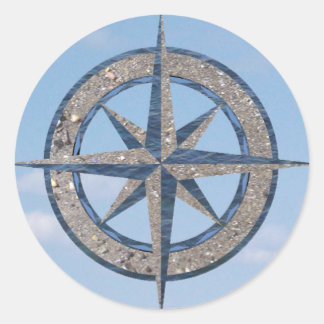 Compass Rose (Sand, Water, Sky) Classic Round Sticker