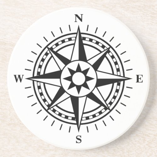 Compass rose sandstone coaster