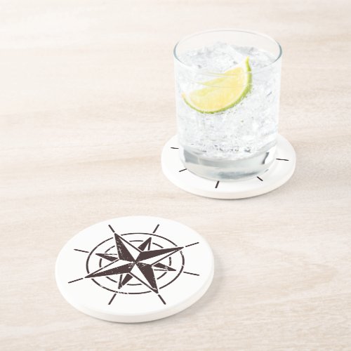 Compass Rose Sandstone Drink Coaster