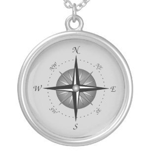 Compass Rose Silver Plated Necklace