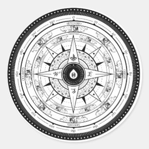 Compass Rose - Sticker (White)