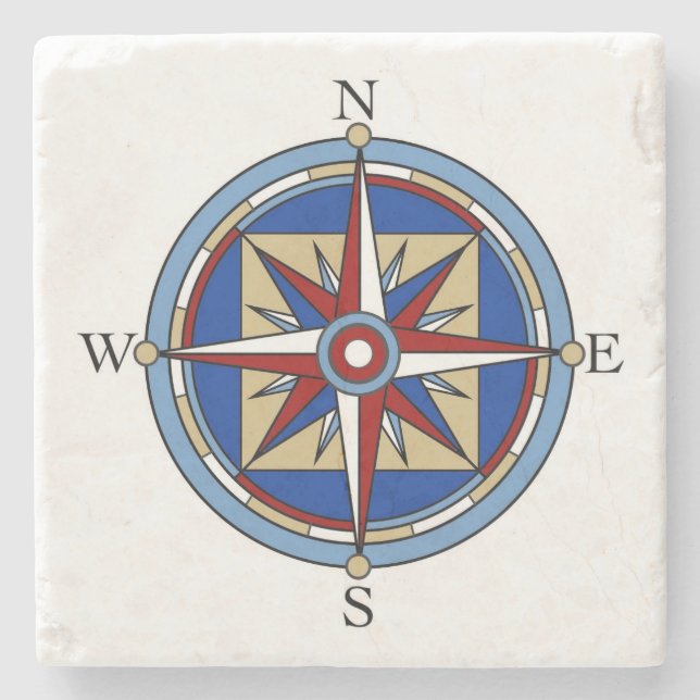 Compass Rose Stone Coaster (Front)