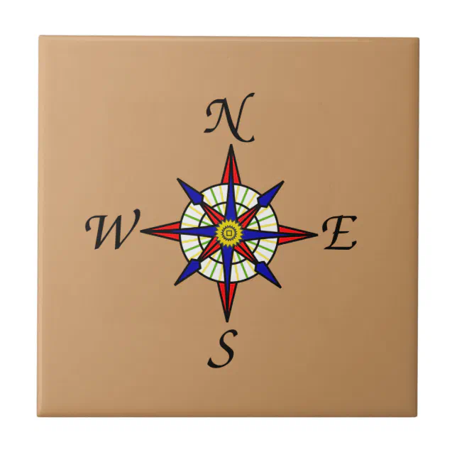 Compass Rose Tan Tile | Zazzle