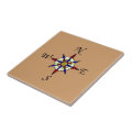 Compass Rose Tan Tile | Zazzle