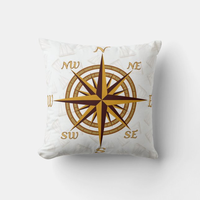 Compass Rose Throw Pillow (Front)