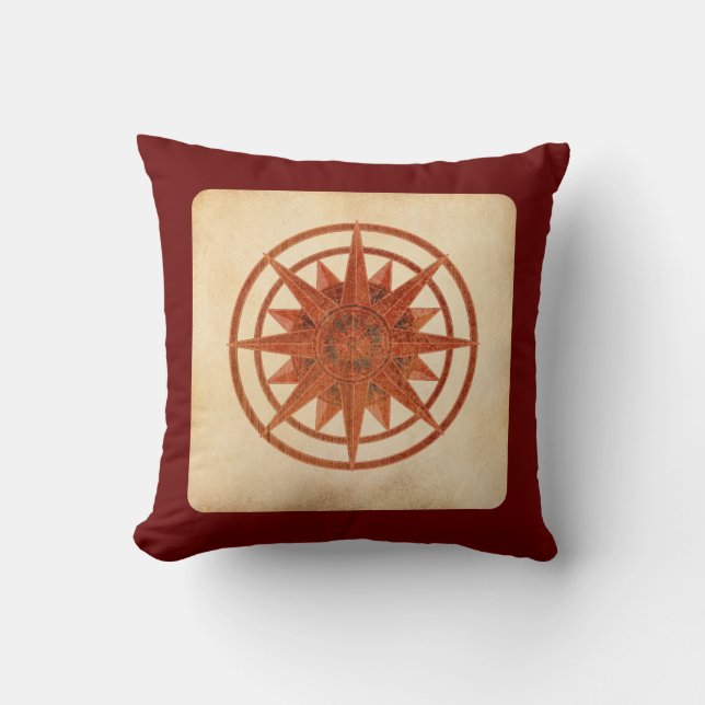 Compass Rose Throw Pillow (Front)