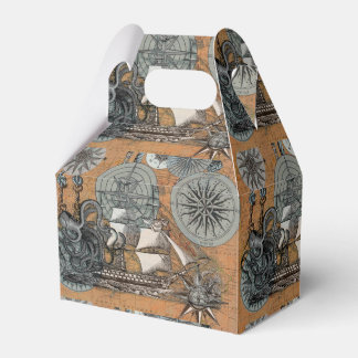Compass Rose Vintage Nautical Octopus Ship Favor Boxes