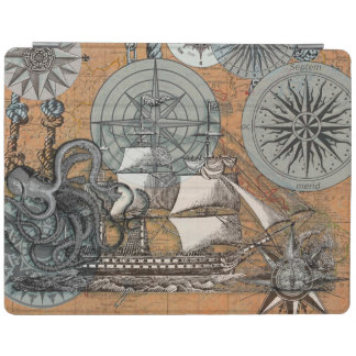 Compass Rose Vintage Nautical Octopus Ship iPad Smart Cover